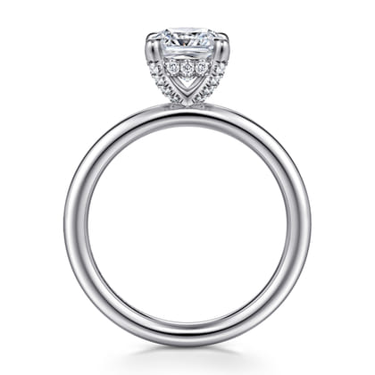 Daniele - 14K White Gold Cushion Cut Solitaire Diamond Engagement Ring