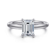 Daniele - 14K White Gold Emerald Cut Diamond Engagement Ring