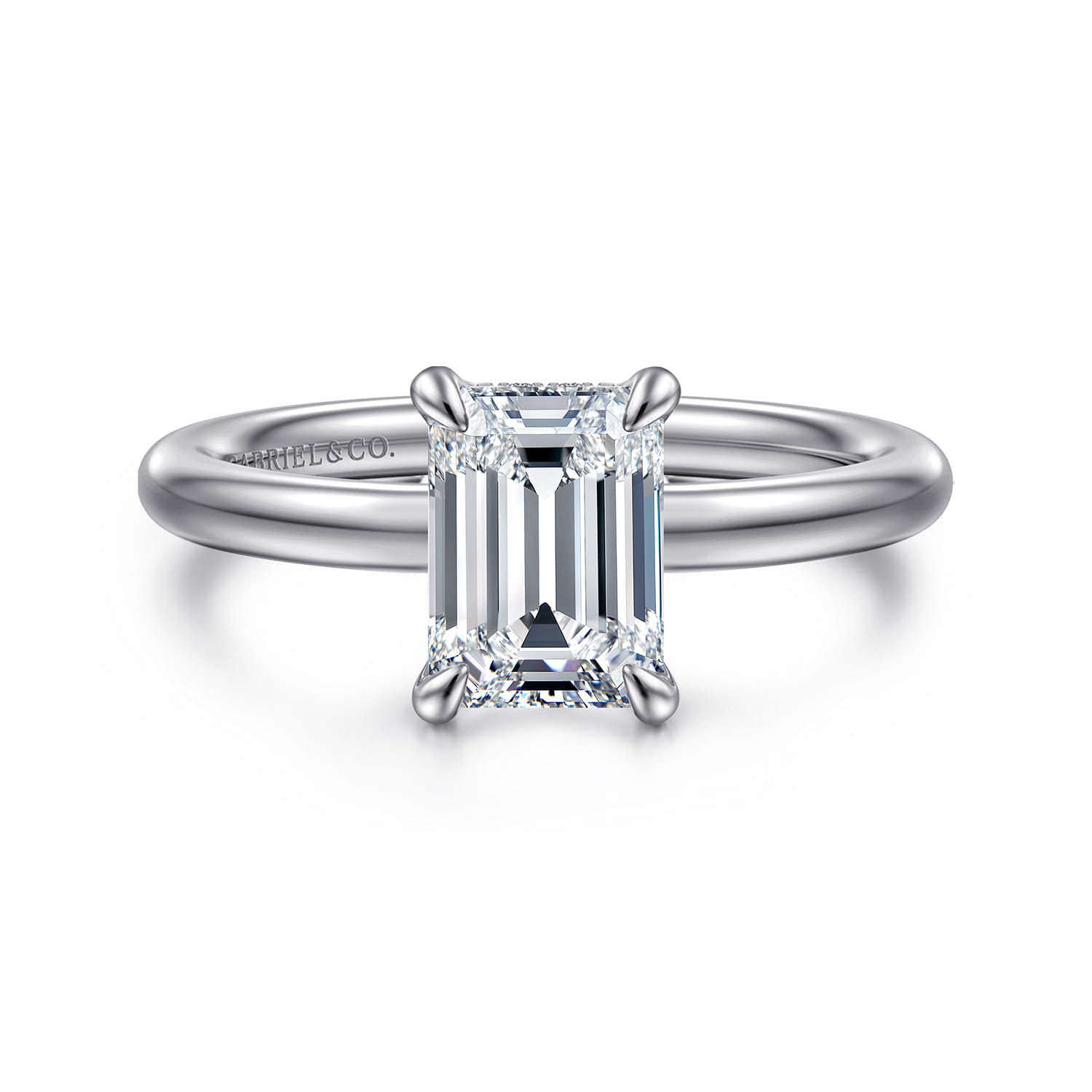 Daniele - 14K White Gold Emerald Cut Solitaire Diamond Engagement Ring