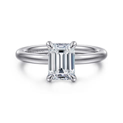 Daniele - 14K White Gold Emerald Cut Solitaire Diamond Engagement Ring