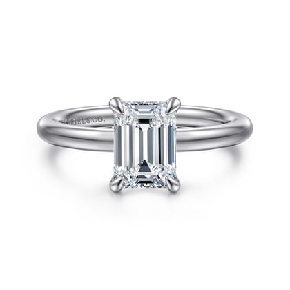 Daniele - 14K White Gold Emerald Cut Solitaire Diamond Engagement Ring