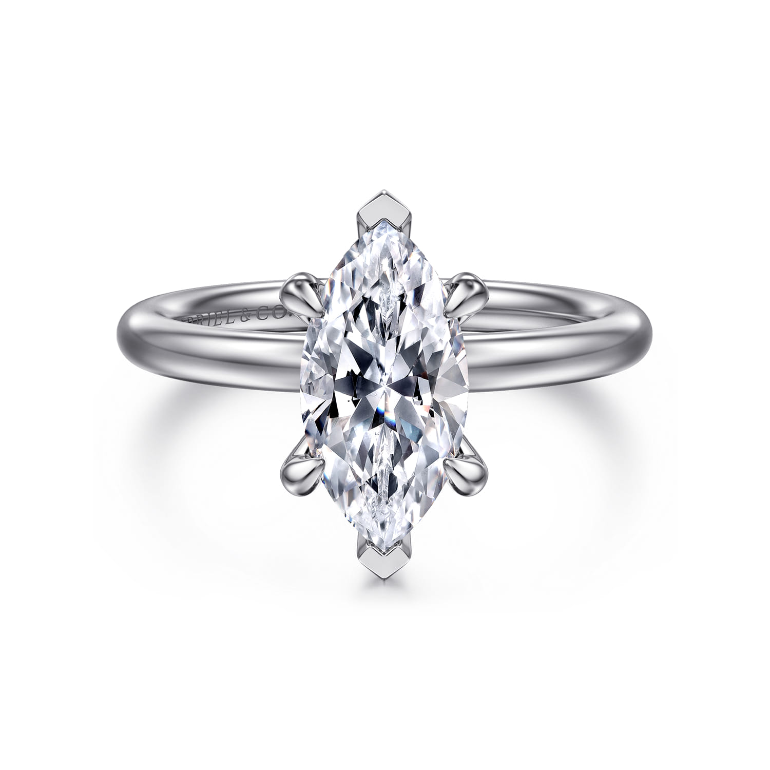 Daniele - 14K White Gold Marquise Shape Solitaire Diamond Engagement Ring