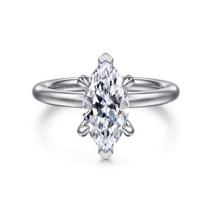 Daniele - 14K White Gold Marquise Shape Solitaire Diamond Engagement Ring