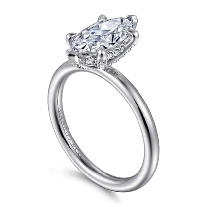 Daniele - 14K White Gold Marquise Shape Solitaire Diamond Engagement Ring