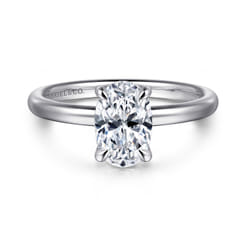 Daniele - 14K White Gold Oval Solitaire Diamond Engagement Ring