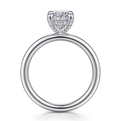Daniele - 14K White Gold Oval Solitaire Diamond Engagement Ring