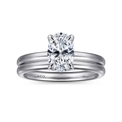 Daniele - 14K White Gold Oval Solitaire Diamond Engagement Ring