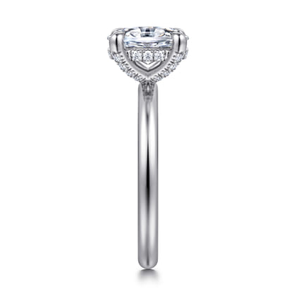 Daniele - 14K White Gold Oval Solitaire Diamond Engagement Ring