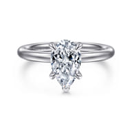 Daniele - 14K White Gold Pear Shape Solitaire Diamond Engagement Ring