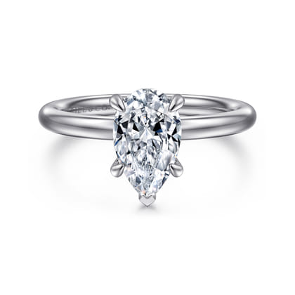 Daniele - 14K White Gold Pear Shape Solitaire Diamond Engagement Ring