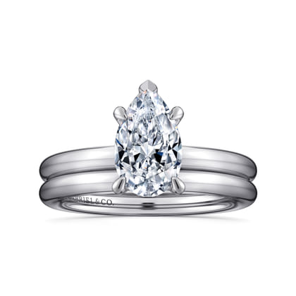 Daniele - 14K White Gold Pear Shape Solitaire Diamond Engagement Ring