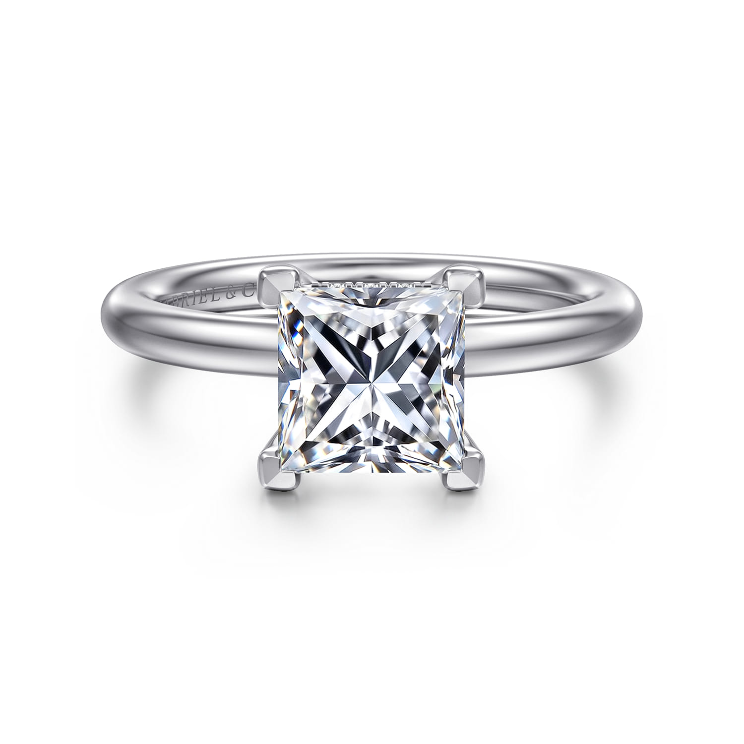Daniele - 14K White Gold Princess Cut Solitaire Diamond Engagement Ring