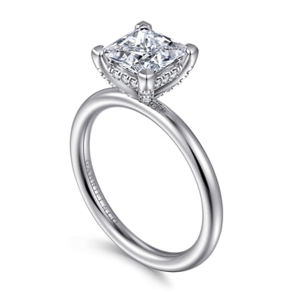 Daniele - 14K White Gold Princess Cut Solitaire Diamond Engagement Ring