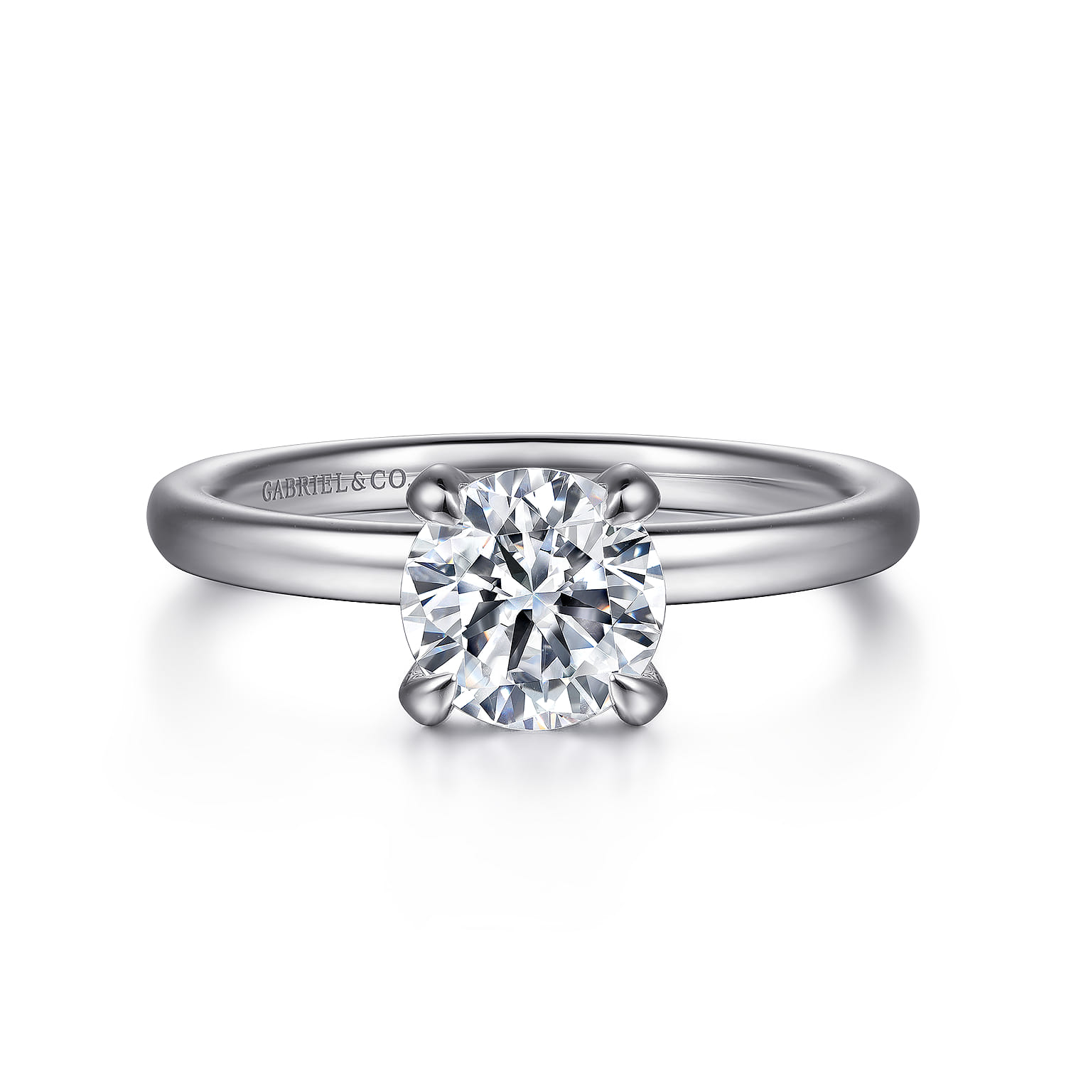 Daniele - 14K White Gold Round Solitaire Diamond Engagement Ring