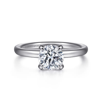 Daniele - 14K White Gold Round Solitaire Diamond Engagement Ring