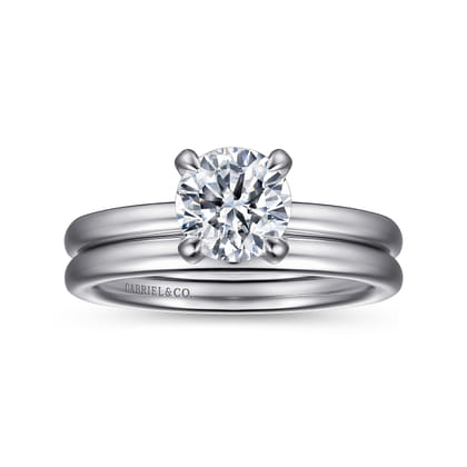 Daniele - 14K White Gold Round Solitaire Diamond Engagement Ring