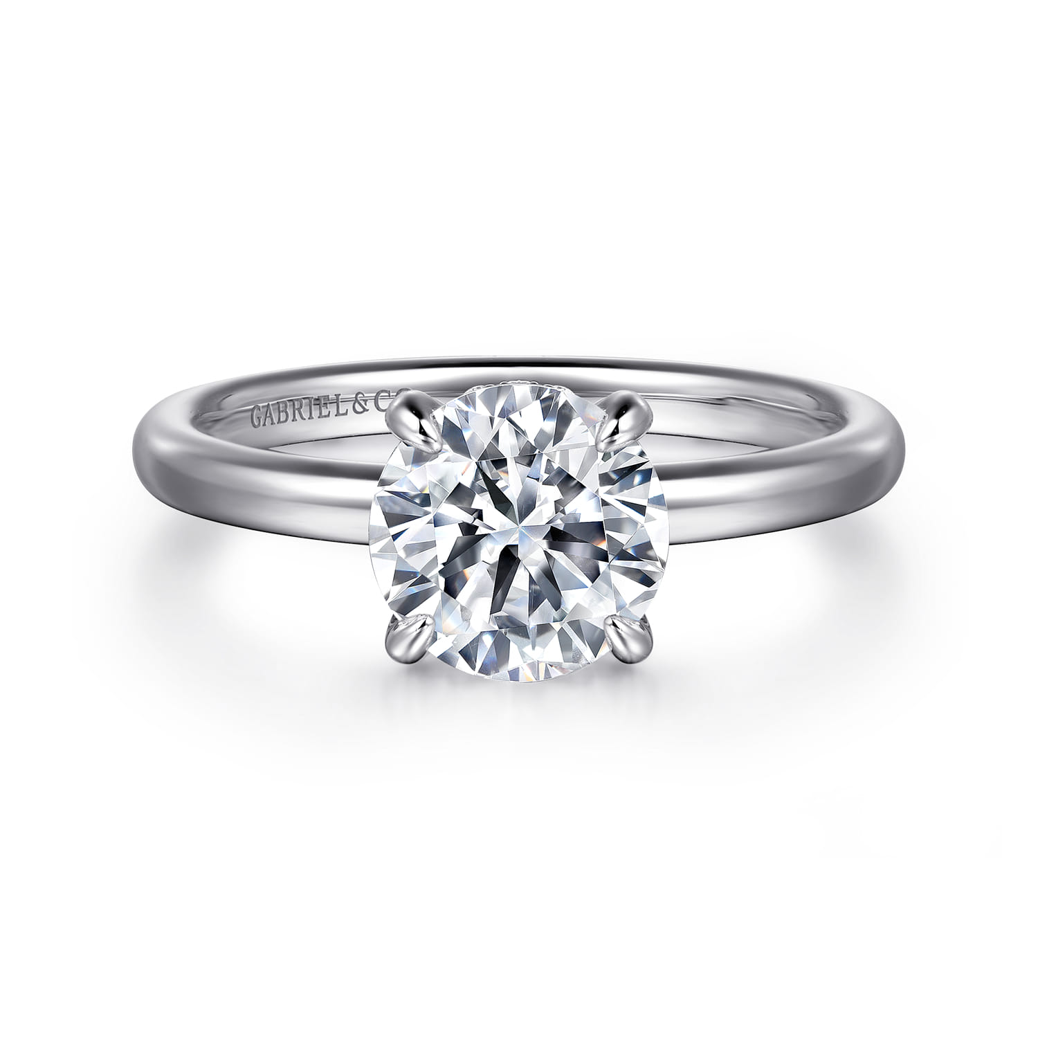 Daniele - 14K White Gold Round Solitaire Diamond Engagement Ring
