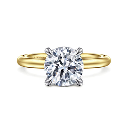 Daniele - 14K White and Yellow Gold Round Solitaire Diamond Engagement Ring