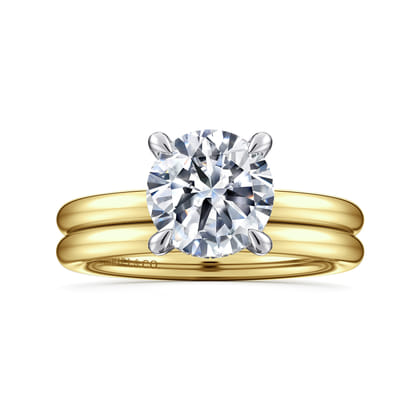 Daniele - 14K White and Yellow Gold Round Solitaire Diamond Engagement Ring
