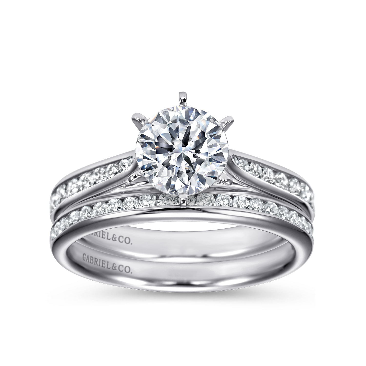 Danielle - 14K White Gold Round Diamond Channel Set Engagement Ring - 0.31 ct - Shot 4