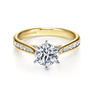 Danielle - 14K White-Yellow Gold Round Diamond Channel Set Engagement Ring