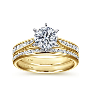 Danielle - 14K White-Yellow Gold Round Diamond Channel Set Engagement Ring