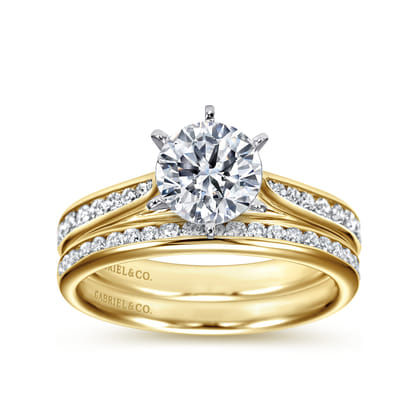 Danielle - 14K White-Yellow Gold Round Diamond Channel Set Engagement Ring
