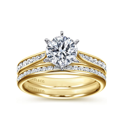 Danielle - 14K White-Yellow Gold Round Diamond Channel Set Engagement Ring - 0.31 ct - Shot 4