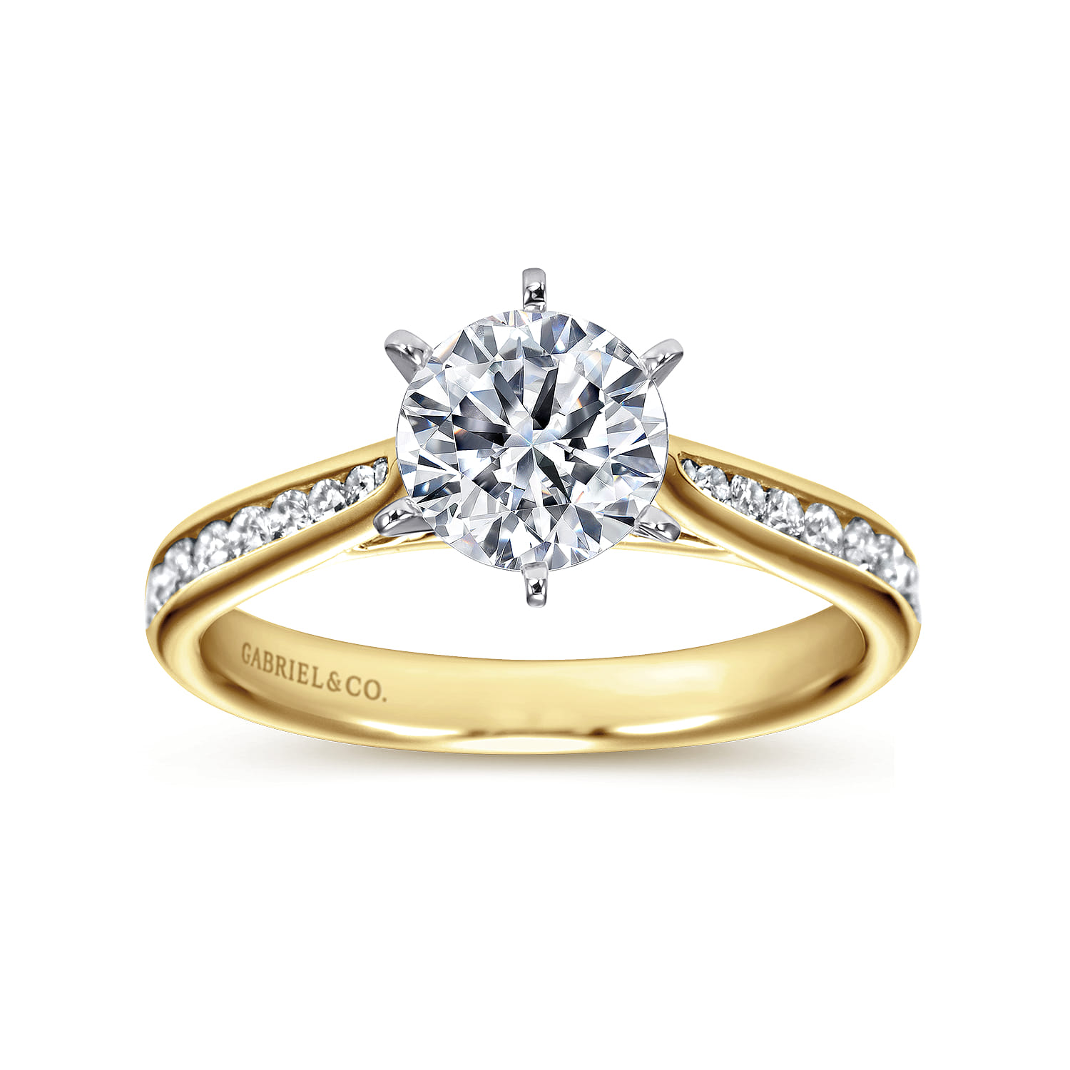 Danielle - 14K White-Yellow Gold Round Diamond Channel Set Engagement Ring