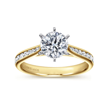 Danielle - 14K White-Yellow Gold Round Diamond Channel Set Engagement Ring
