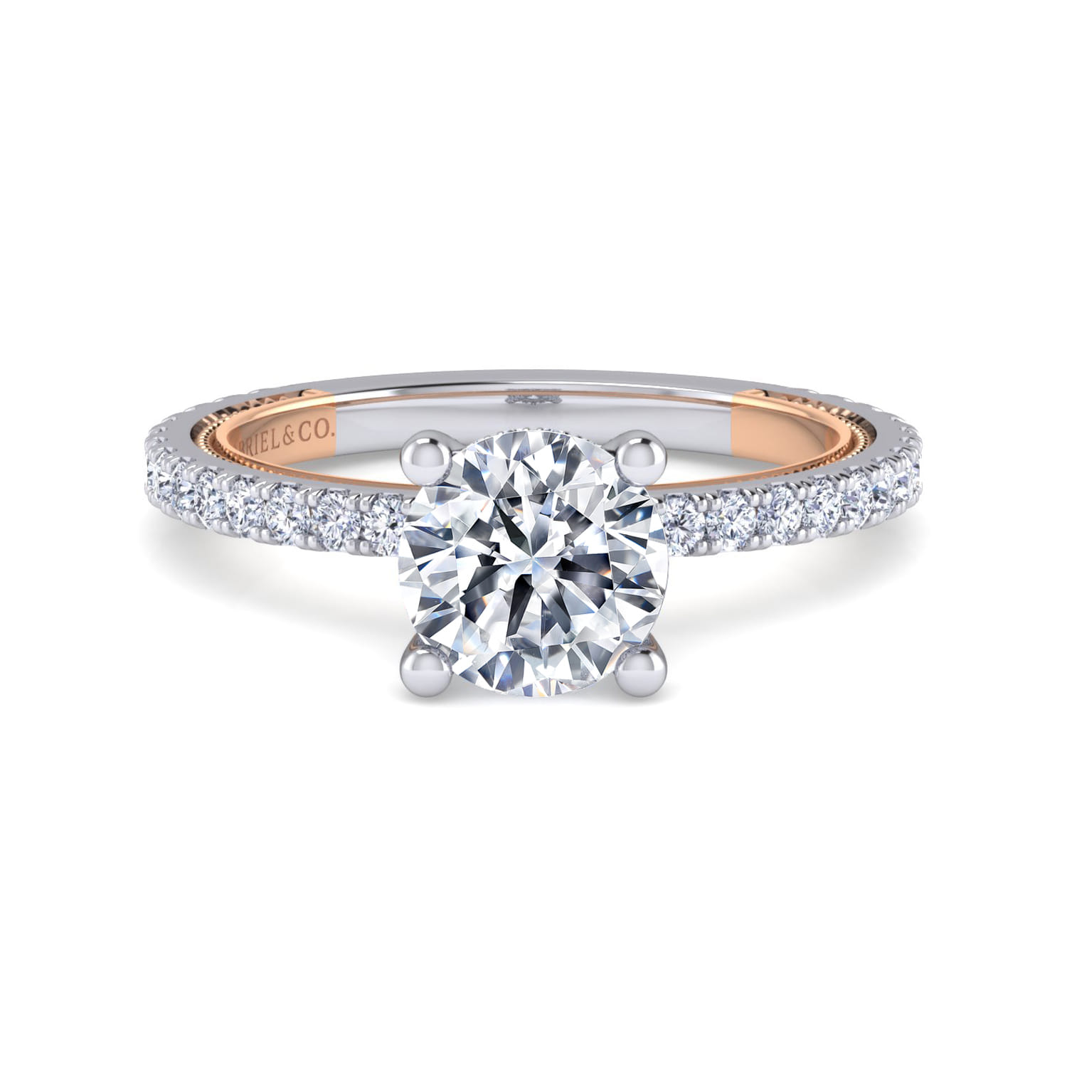 Danita - 14K White-Rose Gold Round Diamond Engagement Ring