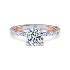 14K White-Rose Gold Round Diamond Engagement Ring