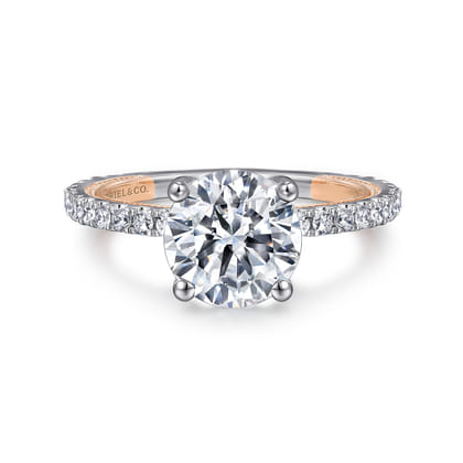 Danita - 14K White-Rose Gold Round Diamond Engagement Ring