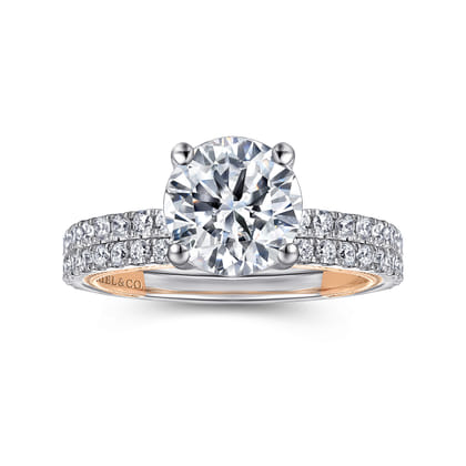 Danita - 14K White-Rose Gold Round Diamond Engagement Ring
