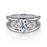 Danni - 14K White Gold Round Three Stone Diamond Engagement Ring