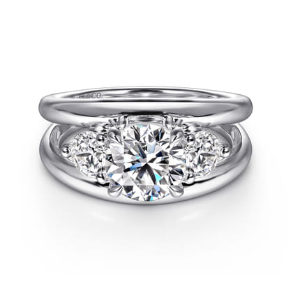 Danni - 14K White Gold Round Three Stone Diamond Engagement Ring