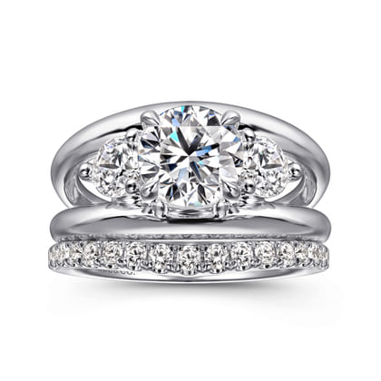 Danni - 14K White Gold Round Three Stone Diamond Engagement Ring