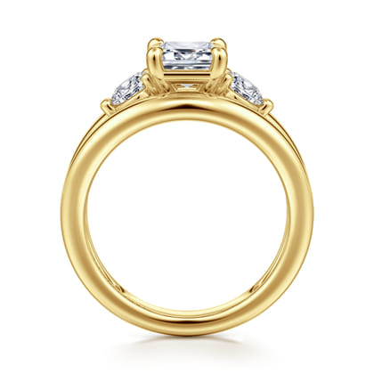 Danni - 14K Yellow Gold Emerald Cut Three Stone Diamond Engagement Ring