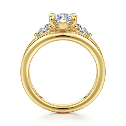 Danni - 14K Yellow Gold Marquise Shape Three Stone Diamond Engagement Ring