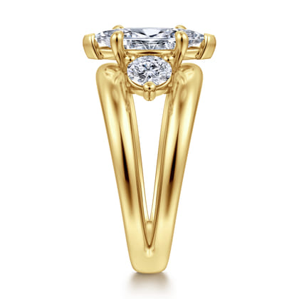 Danni - 14K Yellow Gold Marquise Shape Three Stone Diamond Engagement Ring