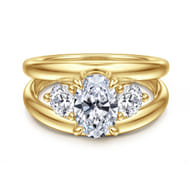 Danni - 14K Yellow Gold Oval Three Stone Diamond Engagement Ring
