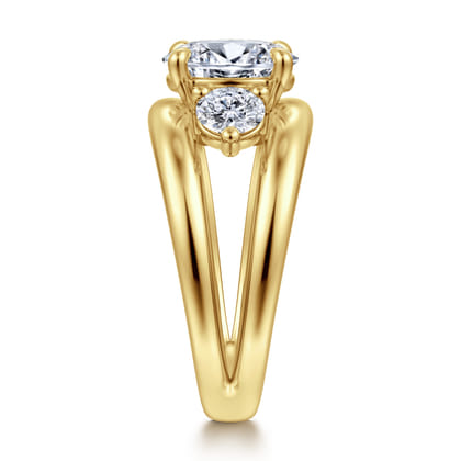 Danni - 14K Yellow Gold Oval Three Stone Diamond Engagement Ring