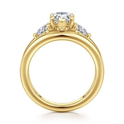 Danni - 14K Yellow Gold Pear Shape Three Stone Diamond Engagement Ring