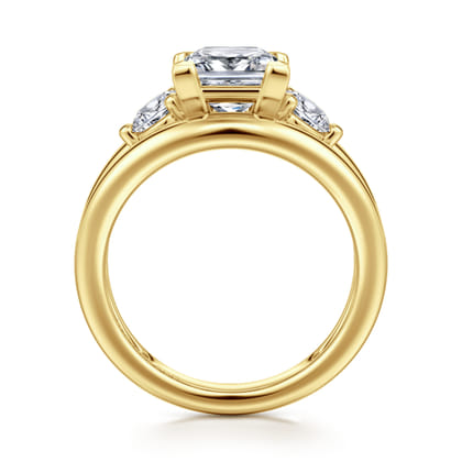 Danni - 14K Yellow Gold Princess Cut Three Stone Diamond Engagement Ring