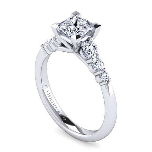 Darby - 14K White Gold Princess Cut Diamond Engagement Ring - 0.47 ct - Shot 3