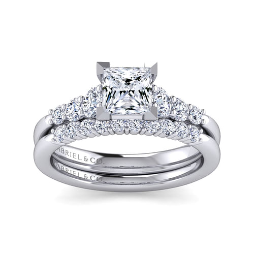 Darby - 14K White Gold Princess Cut Diamond Engagement Ring - 0.47 ct - Shot 4