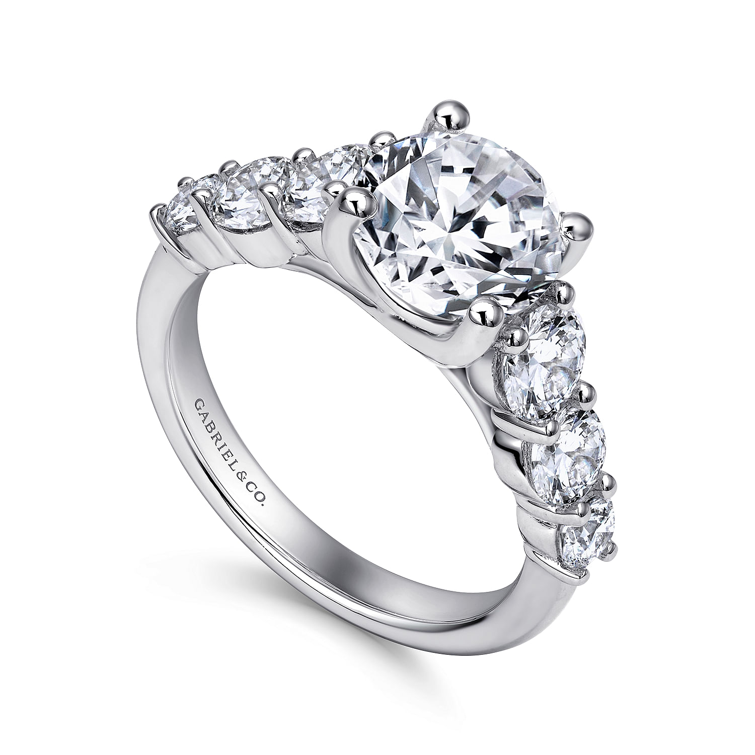 Darby - 14K White Gold Round Diamond Engagement Ring - 1.42 ct - Shot 3