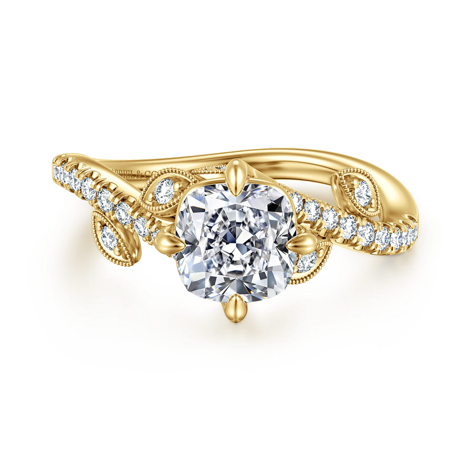 Darcie - 14K Yellow Gold Cushion Cut Diamond Engagement Ring