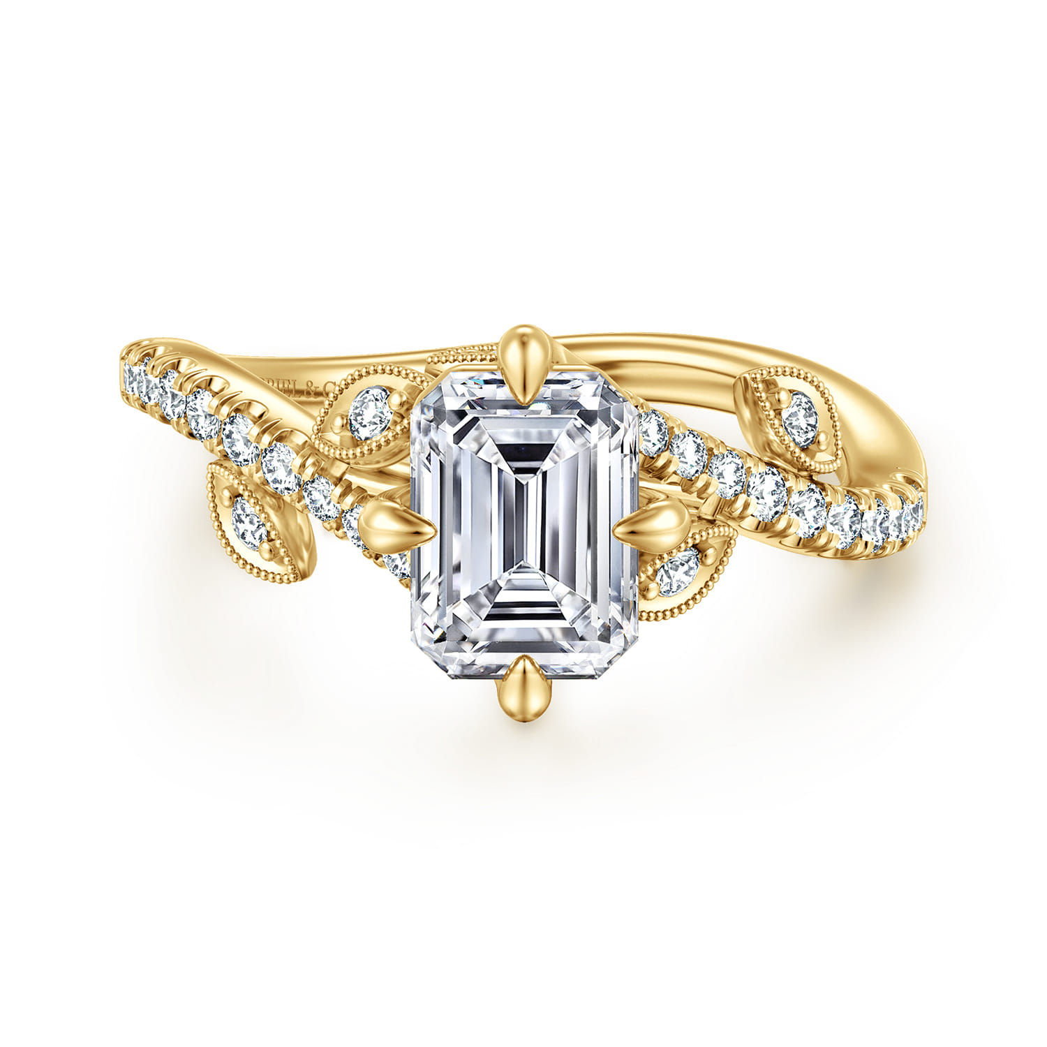 Darcie - 14K Yellow Gold Emerald Cut Diamond Engagement Ring