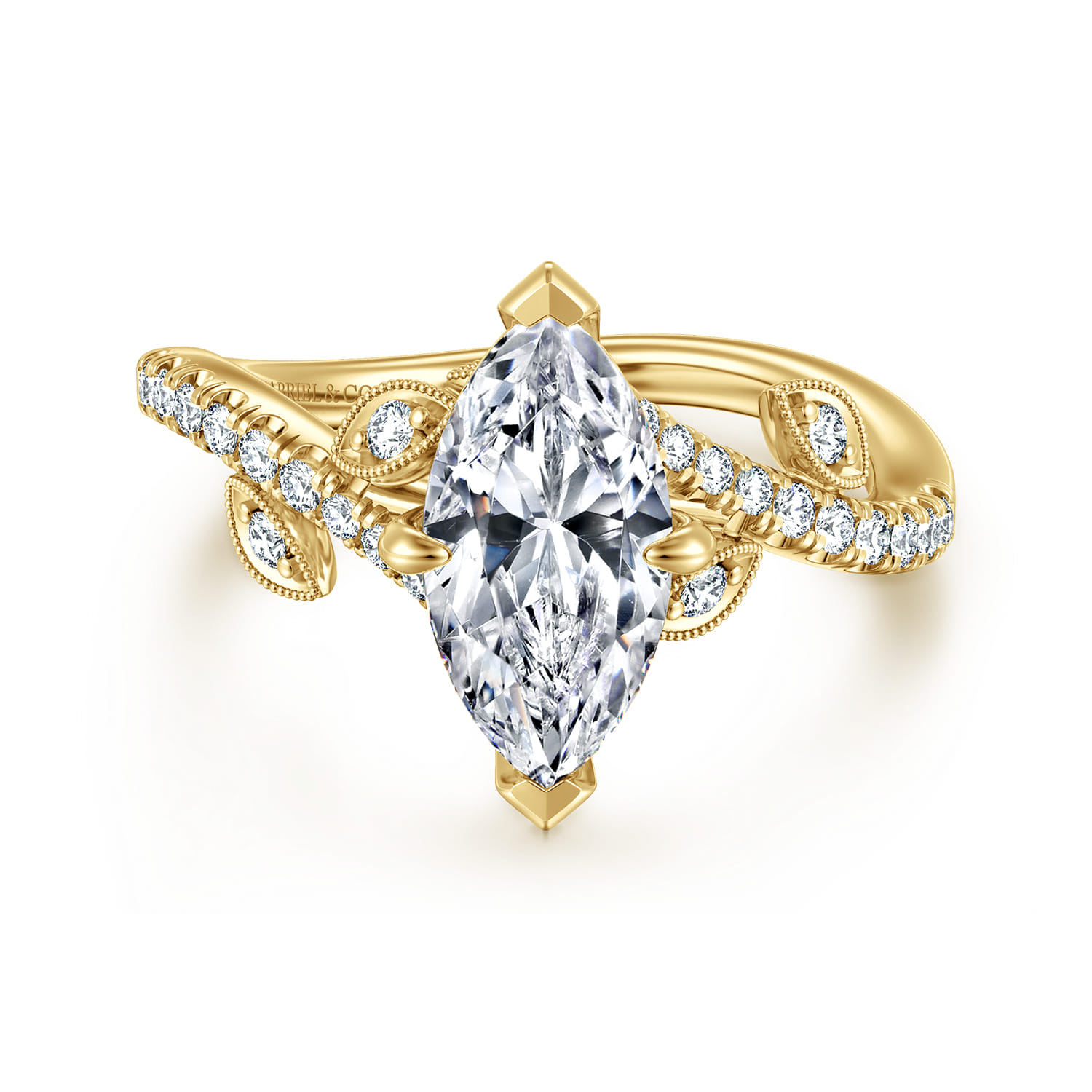Darcie - 14K Yellow Gold Marquise Shape Diamond Engagement Ring